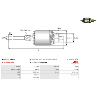 AS-PL Anker, Starter SA0052 580mm