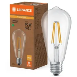 Ledvance LED Classic Edison 60 Filament Energy Efficiency Class A 3,8W 827 Klar E27