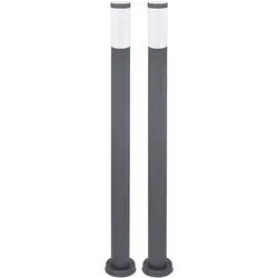 2x Außen Steh Lampen Edelstahl Säulen Garten Weg Beleuchtung Hof Stand Leuchten ANTHRAZIT