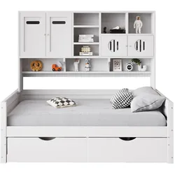 Holzsofa-Bett 90x200 cm mit Stauraum – Massivholz in Weiß, praktisches Design mit Schubladen für und mehr