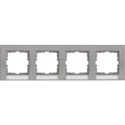 Kopp 402847405 HK07 - Abdeckrahmen 4-fach, waagrechte Installation, mit Schriftfeld, Farbe: stahl