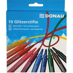 DONAU Filzstifte Glitter, 5160000, Strichbreite 3-5mm, auswaschbar, 10 Stück