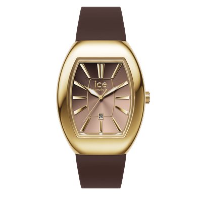 Quarzuhr ICE-WATCH "ICE boliday - Dome - Metal - Small - 3H + Date", gold (dunkelbraun), Armbanduhren, Damen, goldfarben, Quarzuhr, Armbanduhr, Damenuhr, analog, Datum, Silikonarmband