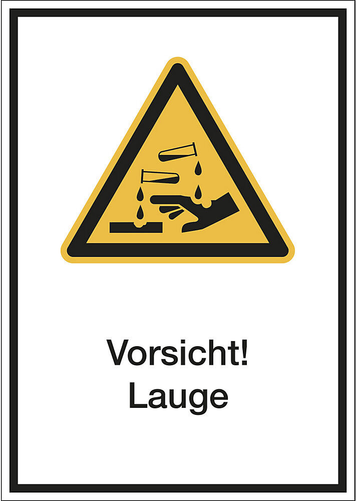 kaiserkraft Kombischilder mit Text für Warnkennzeichen, Vorsicht! Lauge, VE 10 Stk, Kunststoff, LxH 210 x 297 mm