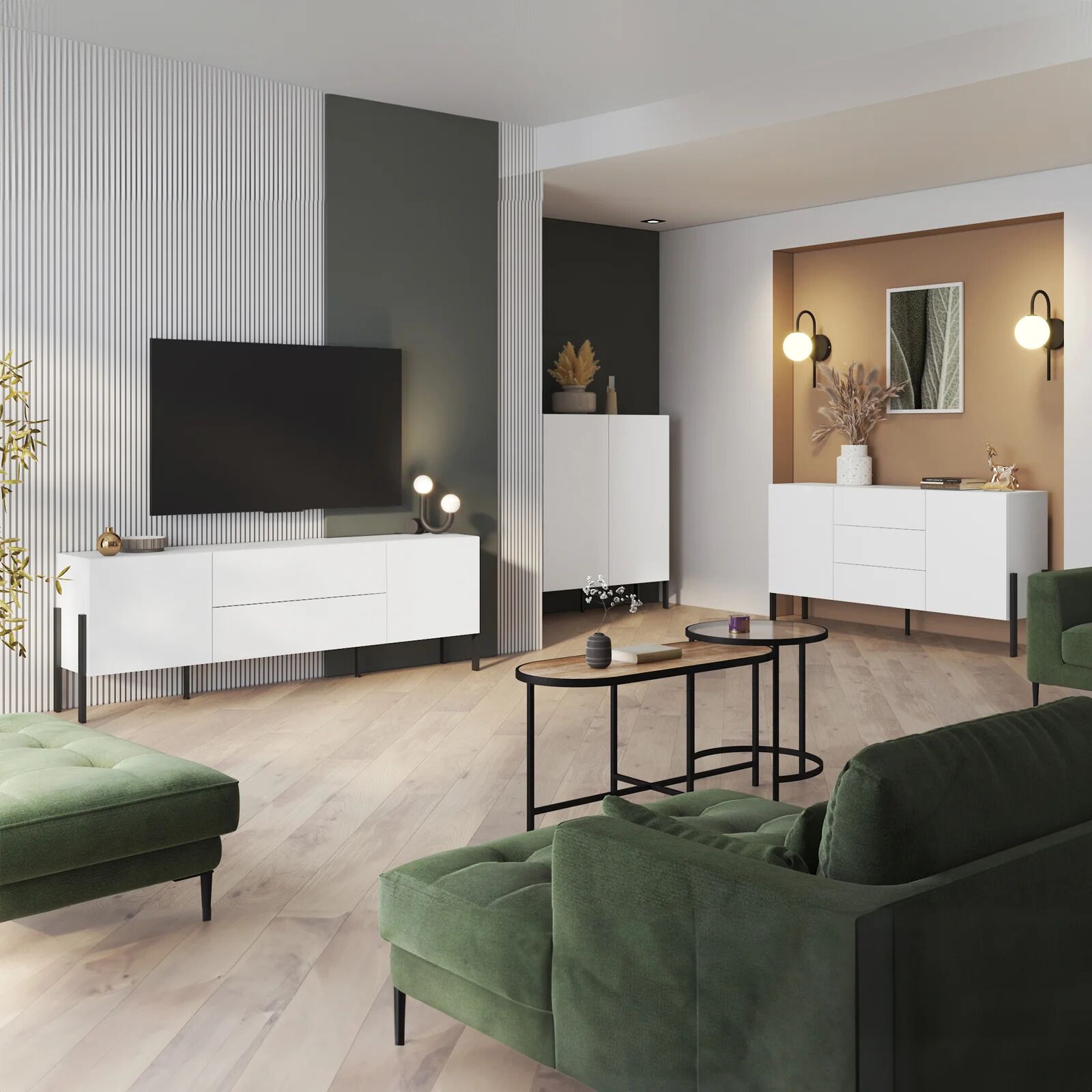 garneroarredamenti Mobile TV 200x70h cm 4 ante moderno bianco Simple