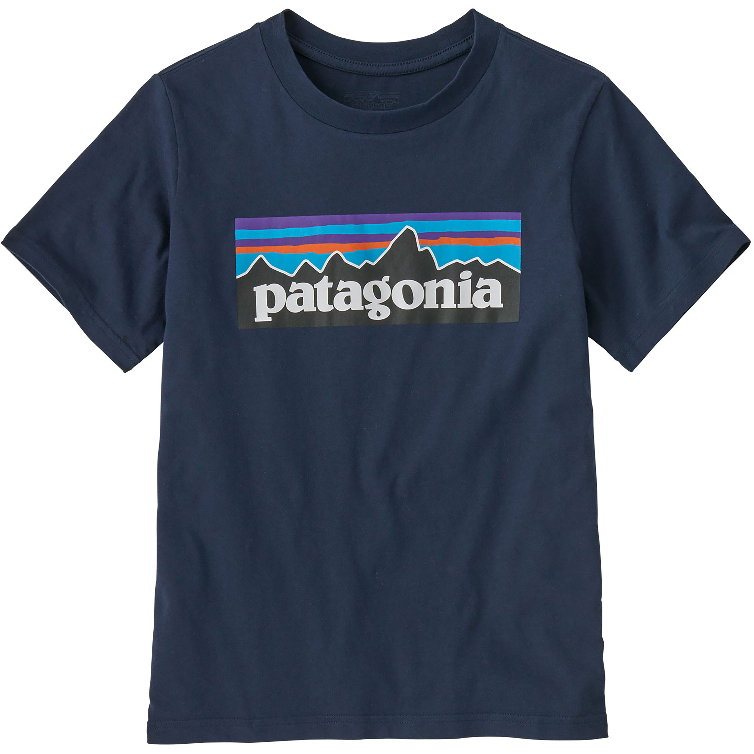 Patagonia P-6 Logo Kinder T-Shirts blau Größe 118 Trekking