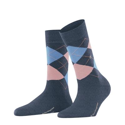 Socken BURLINGTON "Marylebone", Damen, Gr. 36-41, Sockengröße, blau (blau melange), Baumwollmischung, Argyle-Muster, Socken Socken, Einheitsgröße 36-41, wärmende Wollmischung, Argyle-Muster