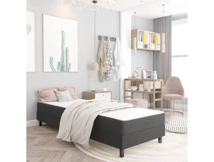 RJPLMFV Lattenrost, 100 x 200 cm, grau, Stoff, ohne Matratze Struktur aus MDF und Metall, robust, einfach zu montieren, Kopfteil nicht im Lieferumfang enthalten