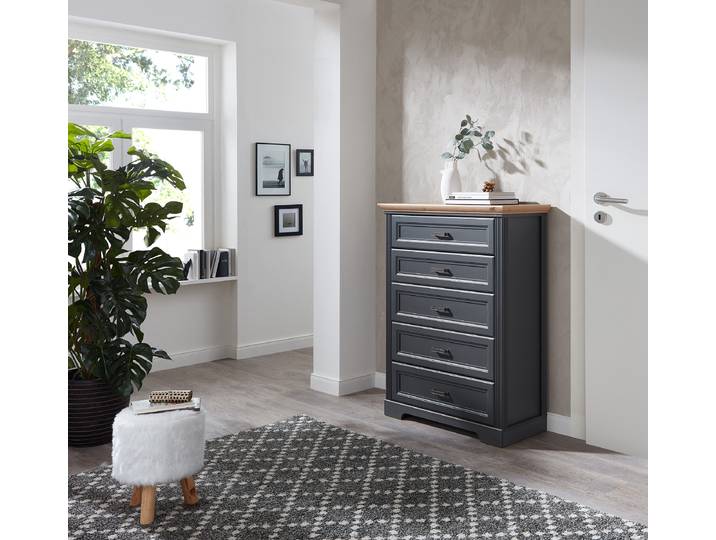 Commode avec tiroirs 93 x 121 x 41cm Gris/Graphite