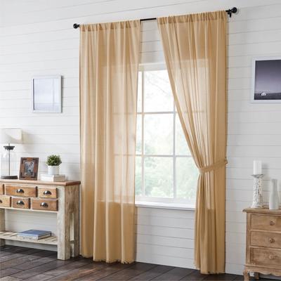 VHC Brands Tobacco Cloth Khaki Panel Set of 2 96x40