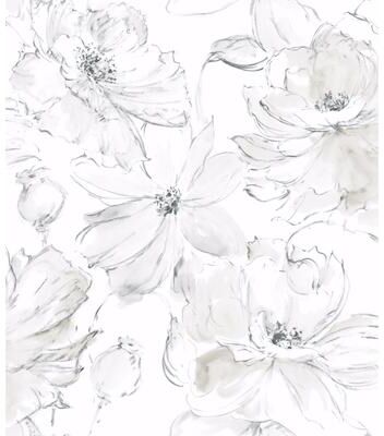 York Wallcoverings Grey Floral Dreams Peel and Stick Wallpaper