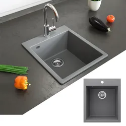 Bergström Granit Spüle Küchenspüle Einbauspüle Spülbecken 425x500mm Grau