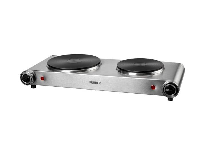 FURBER Doppelkochplatte 1500 W / 1000 W , silber (bunt), B:23,5cm H:8,5cm T:29,5cm, Kochplatten, Doppelkochplatte