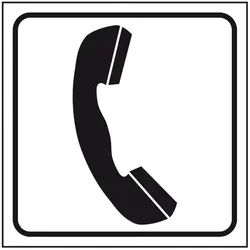 Aufkleber I Standard Piktogramm Telefon, weiß/schwarz, Folie, selbstklebend, 150x150mm
