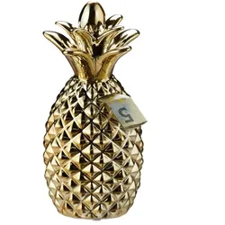 Relaxdays 2 x Spardose Ananas gold Gold