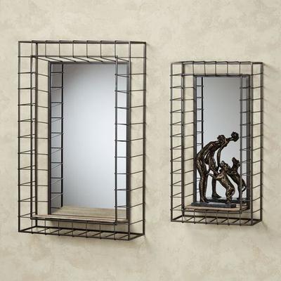 Touch of Class Wire Grid Wall Shelves Gray Set of Two, Set of Two, Gray