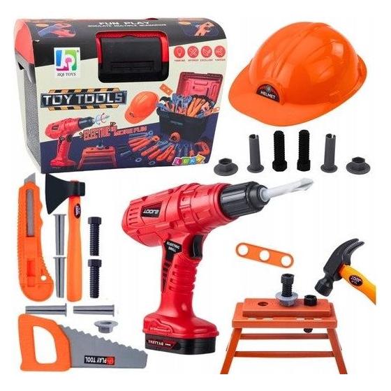 Lean Toys Lean Handwerker-Set Werkzeugkasten Akku-Bohrmaschine 55El (5905991060475)