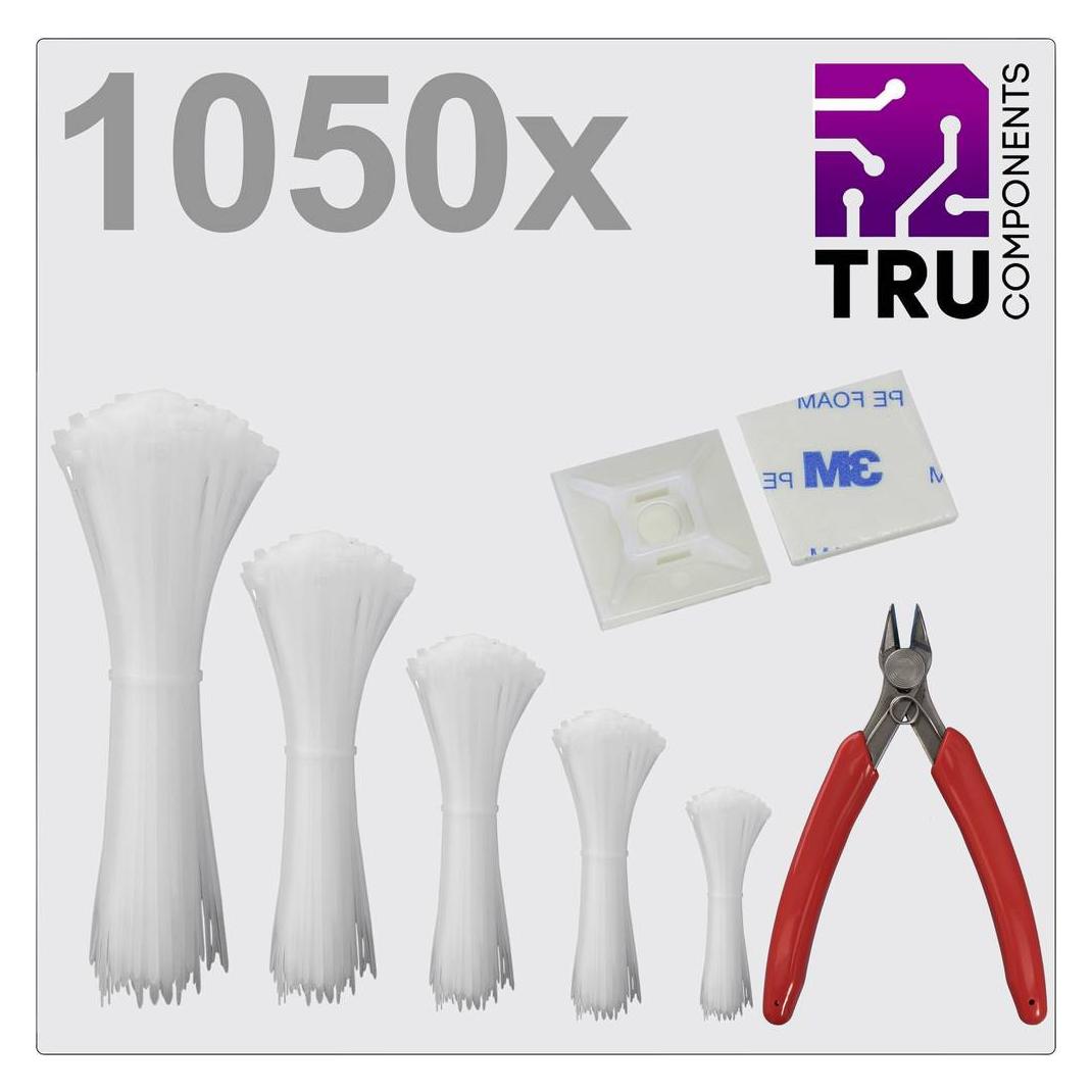 Tru Components TC-13377616 T24CA115 Kabelbinder Weiss UV-stabilisiert 1050 St. (300 mm, 1050 Stk.) (TC-13377616)