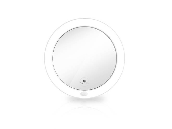 KOSMETIKSPIEGEL mit Licht mit Saugnapf 5X Vergrößerung Weiß ф16,5 cm