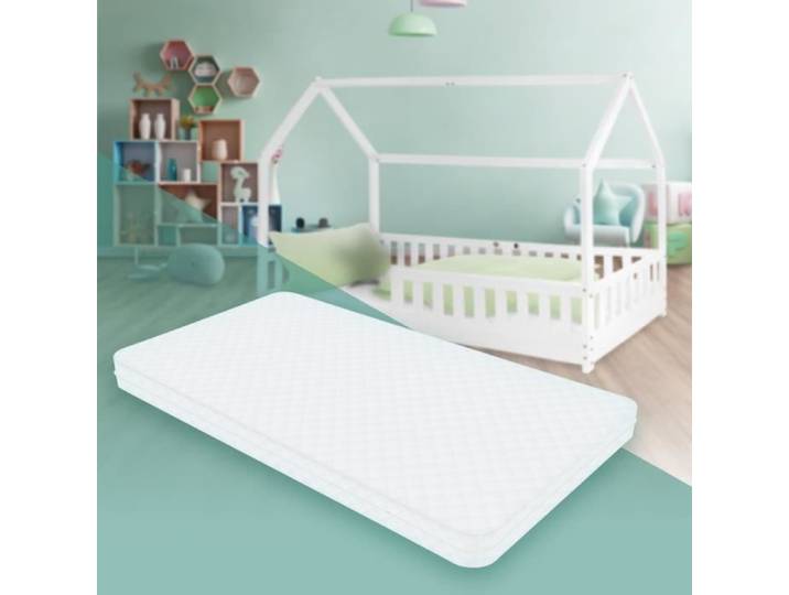 ML-Design Matelas Enfant 90x200x10 cm en Mousse à Froid Certifié Oeko Tex 100 avec Housse Amovible Lavable Fermeture Éclair Resp