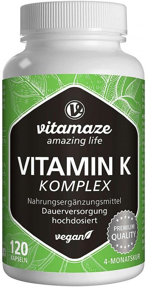 Vitamaze Vitamin K1 + K2 Komplex hochdosiert vegan Kapseln 120stk