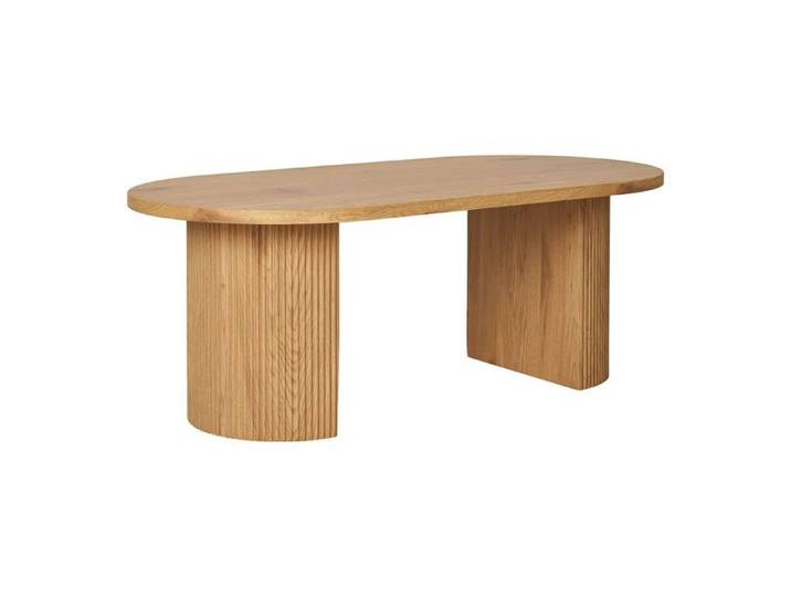ANKARA - Table basse Ovale Pieds Relief MDF Effet bois naturel