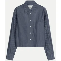 Popeline-Bluse Cropped Blau S