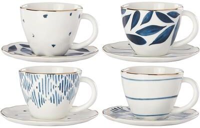Lenox Blue Bay 8-Piece Espresso Cup & Saucer Set Blue