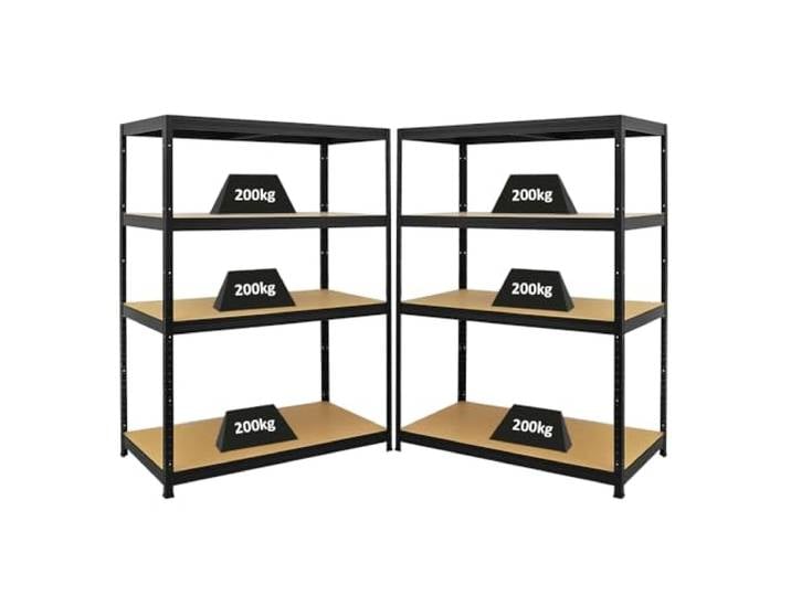 PROREGAL Mega Deal 2X Schwerlastregal Big Elephant HxBxT 160x120x60cm Fachlast 200kg Schwarz Kellerregal, Steckregal, Garagenregal, Lagerregal