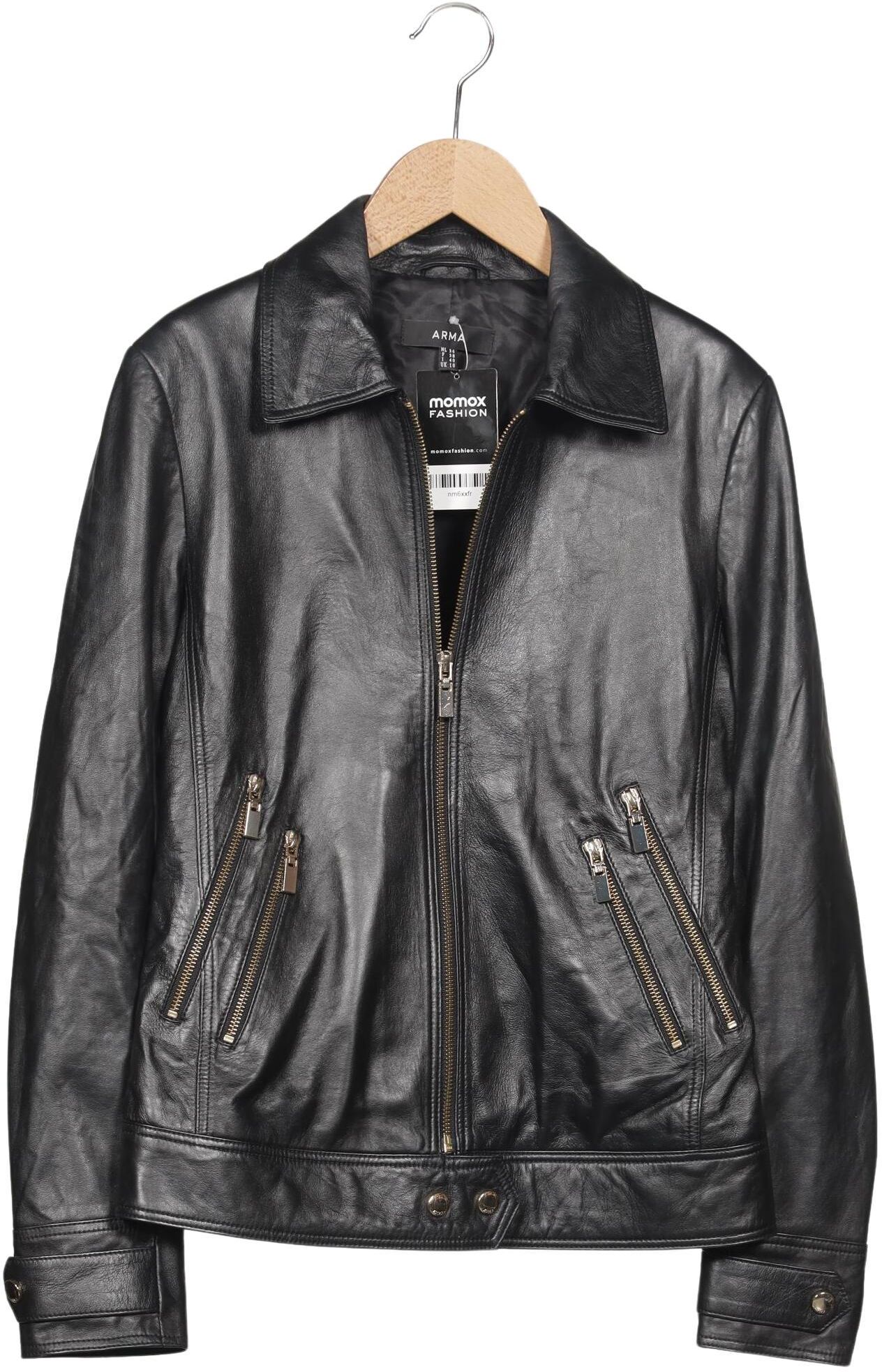 Arma Damen Jacke, Schwarz, Gr. EU 34 (IT 40), Leder / Viskose - Second Hand
