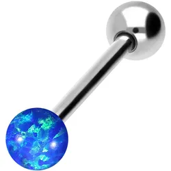 Chirurgenstahl Barbell SYNTHETISCHER OPAL + CHIRURGENSTAHL-KUGEL