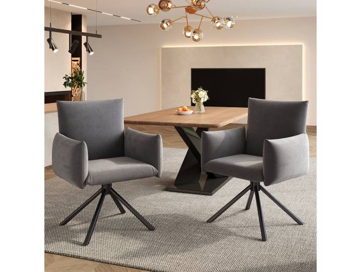 BBWL Esszimmerstuhl Gepolsterter Sessel mit Metallbeinen, ergonomischem Design, Lordosenstütze und 360° Drehfunktion für Wohn- und Arbeitsbereiche