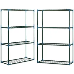 STILVORA Pflanzenregal 2er-Set Stahl grün 70x27x110 cm, 4 Ebenen, flexibel kombinierbar