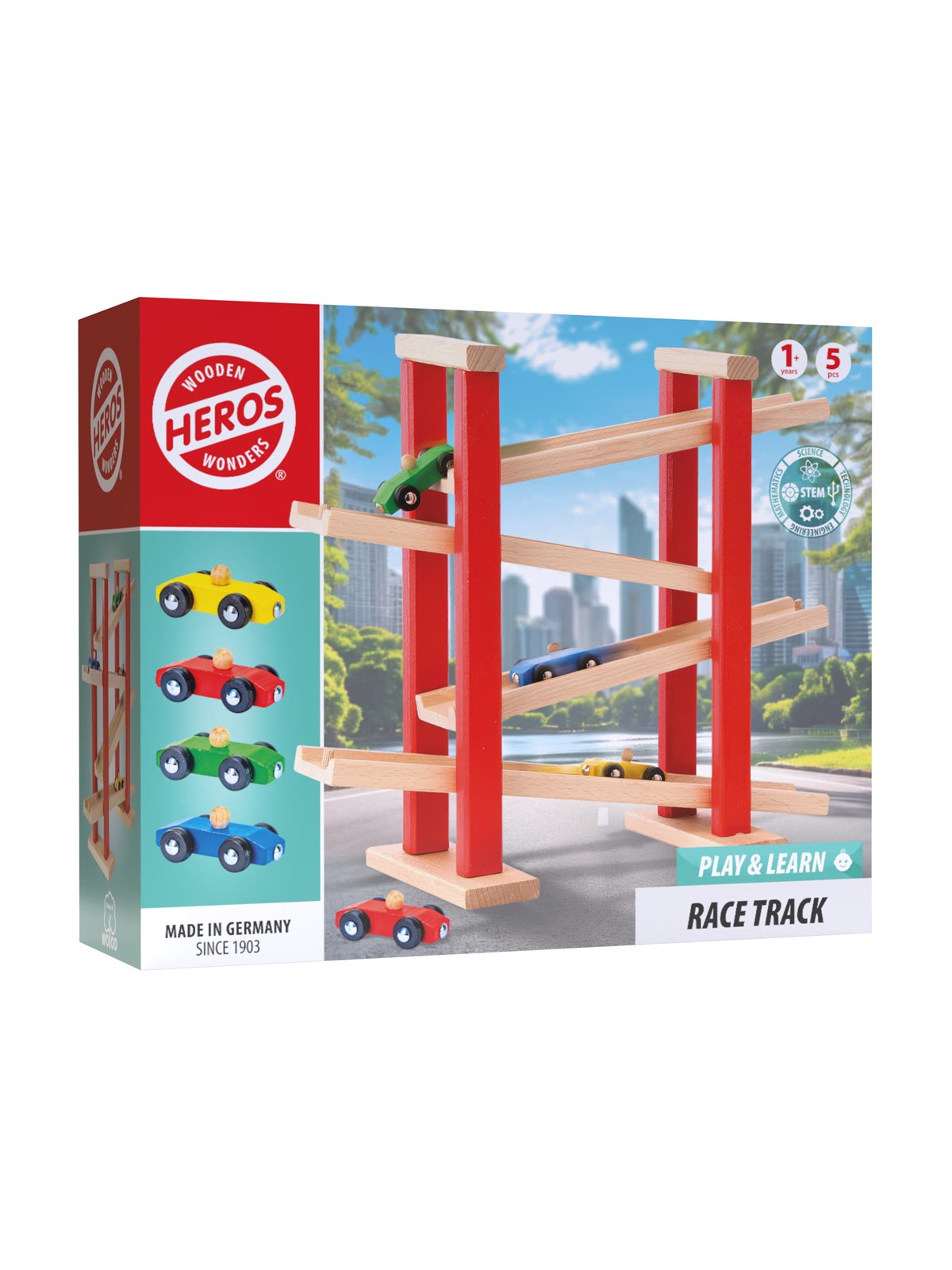 Heros Play & Learn - Holz-Rennstrecke mit 4 Autos