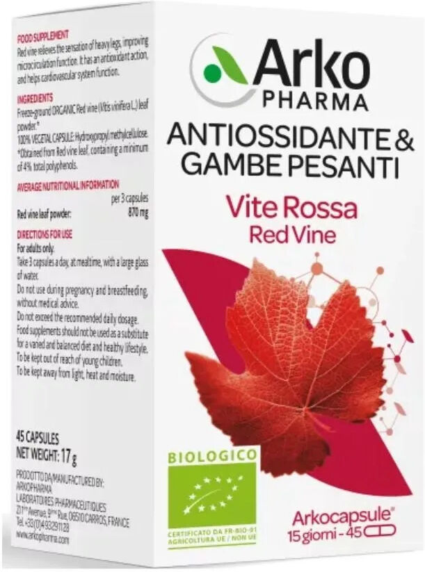 ARKOFARM Srl Arkopharma Vite Rossa Bio 45 Capsule