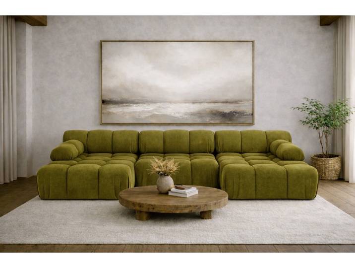 Kaiser Möbel Ecksofa Ecksofa U-Form modern für Wohnzimmer, Stoff Velours Salvador, SELIA, Ecksofa, U-Form,modulares System,abgerundete Form