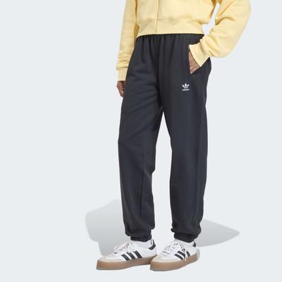 Sporthose ADIDAS ORIGINALS "ESSENTIALS FRENCH TERRY, REGULÄR MIT BÜNDCHEN", Damen, Gr. XL, N-Gr, schwarz, normal, gr., Obermaterial: 100% Baumwolle, Hosen Sporthose