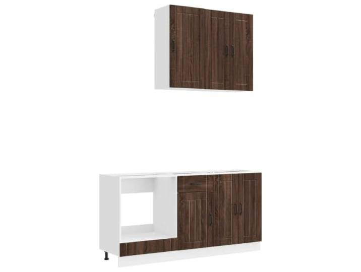 IBUQDDV Küchenzeile Lucca 5 STK. Brauneiche Holzwerkstoff Unterschränke mit höhenverstellbaren Füßen, wandfeste Installation, viel Stauraum, einfache Pflege mit feuchtem Tuch