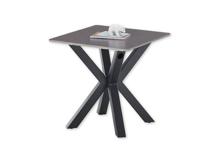 JANIN MINI Couchtisch quadratisch, Grau - Moderner Wohnzimmertisch mit Keramikplatte und Metallgestell - 55 x 55 x 55 cm (B/H/T)