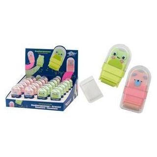 Wedo Kunststoff-Radierer Clean Animal, 24er Display im Tierdesign Frosch & Bär, integrierte Rolle nimmt (5998399)