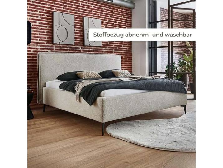 HOMELIV. Polsterbett SwitchIT Sheffield Webstoff 180x200 cm Sand industrial, Mit abnehmbarem Bezug