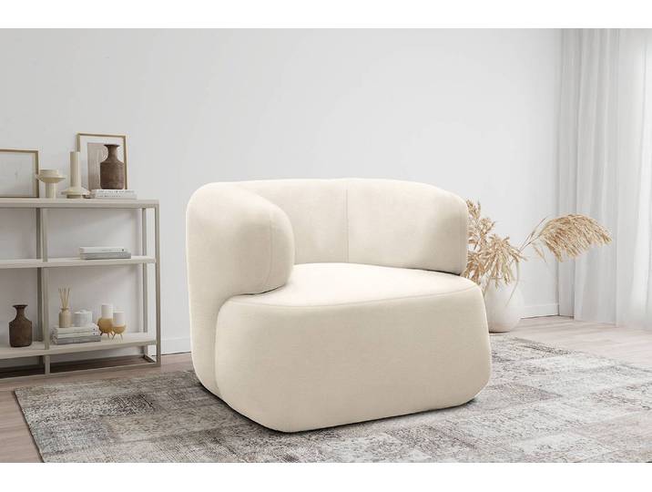 Fauteuil Blanc/Beige Microfibre Sofina 90 x 71 x 86cm