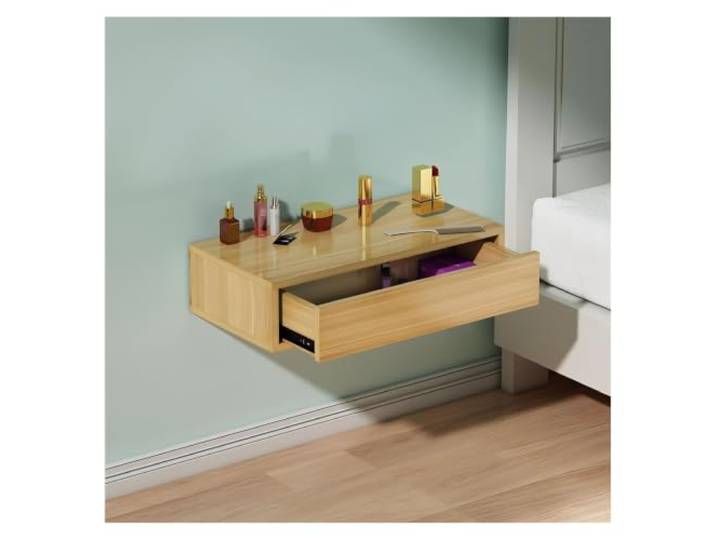 Moderner Schwebender Nachtschrank Mit Schublade, Schwebender Schminktisch Wandregale, Spanplatte, Schwebender Nachttisch Für Schlafzimmer, Badezimmer, Wohnzimmer(Light walnut,40*15*30cm)