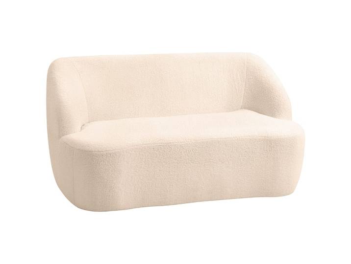 Canapé 2 places incurvé compressé tissu bouclette beige