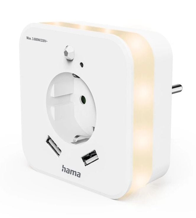 Hama LED Warmweiß (3000K) Warmweiß AC 223507 Nachtlicht mit Steckdose 00223507