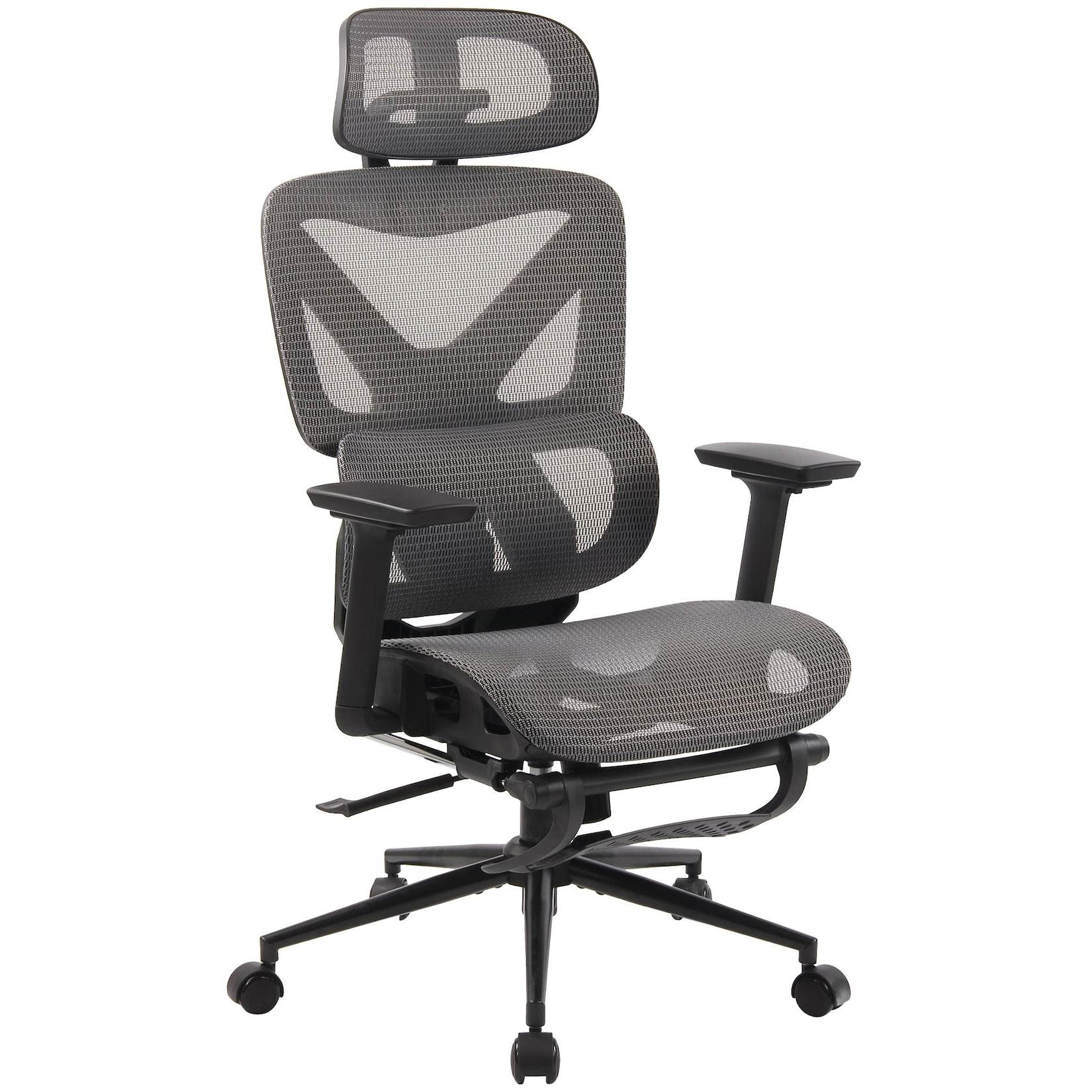 CLP Bürostuhl Reston I Ergonomischer Schreibtischstuhl mit Fußstütze, 3D-Kopfstütze, Drehfunktion & verstellbarer Rückenlehne I Atmungsaktiv