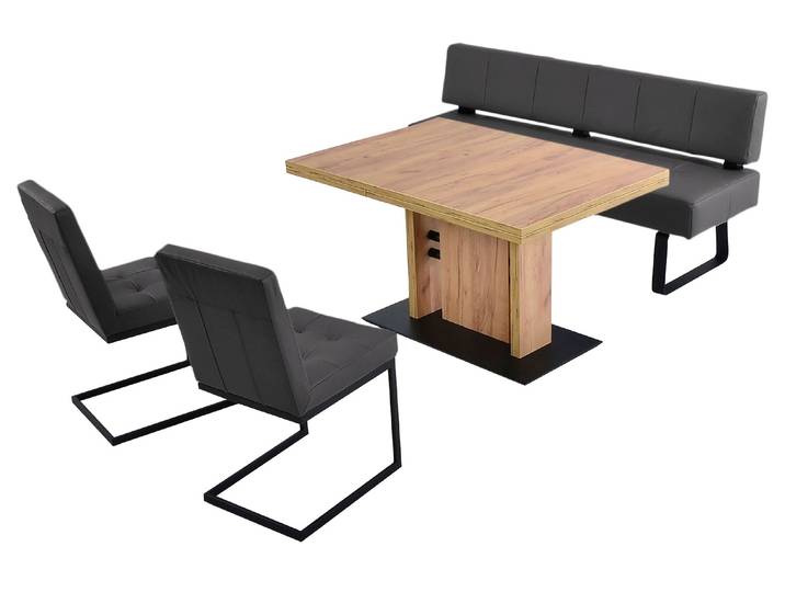 Polsterbank, Leder CASAY, Mocca 78 & Schwarz, 192×67 cm, Bequem, Modern, K+W-Polstermöbel
