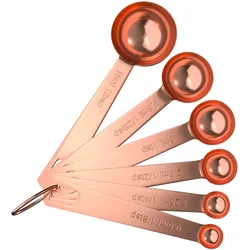 Intirilife 6-teiliges Messlöffel Set aus Edelstahl in Roségold - 1 Esslöffel - 1/8 Teelöffel
