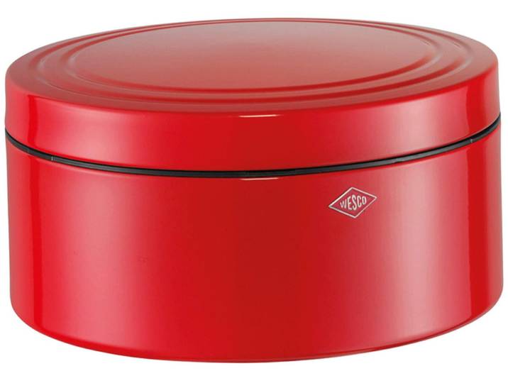 Keksdose WESCO Classic Line - Gebäckdose , rot, H:12,4cm Ø:24cm, Stahlblech, Lebensmittelaufbewahrungsbehälter, Keksdose, Dose mit Deckel & Kunststoffring / schließt dicht, 4 L