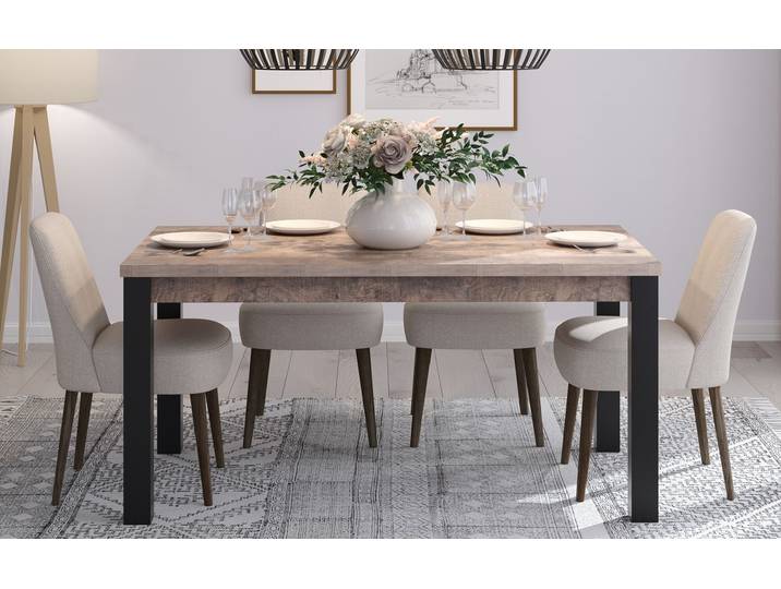 Esstisch Emile , 160 x 90 , Eiche Tabak / Schwarz